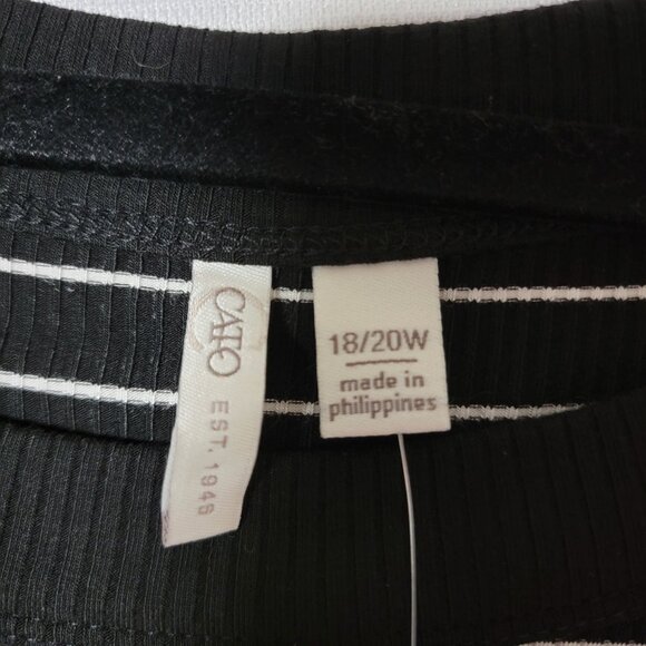 Cato Pull Over Knit Top Womens Sz 18/20 3/4 Sleeves Black & White Striped NWT - Picture 3 of 12